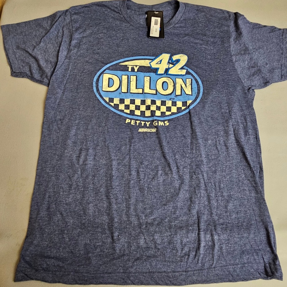 NASCAR Ty Dillon 42 Petty GMS Navy Blue Heather Graphic T-Shirt Mens Large NEW